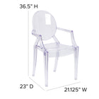Flash Furniture Ghost Chair with Arms - Transparent Crystal-Protective Rubber Floor Glides