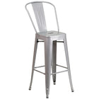 30'' Round Silver Metal Indoor-Outdoor Bar Table Set with 4 Cafe Barstools [CH-51090BH-4-30CAFE-SIL-GG]-4