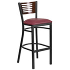 Flash Furniture HERCULES Series Black Slat Back Metal Restaurant Barstool - Walnut Wood Back - Burgundy Vinyl Seat-500 lb. Weight Capacity