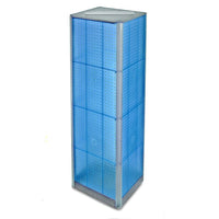 Azar Displays 60" x 16" 4-Sided Pegboard Spinner Floor Display, Blue (700405-BLU)-Square tower spinner