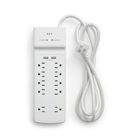 NXT Technologies NX54318-CA NX54318, 10-Outlet 2 USB Surge Protector, 6ft, White-10 standard outlets with 2 USB-A ports (3.4Amp)