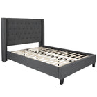 Flash Furniture Riverdale Full Size Tufted Upholstered Platform Bed - Dark Grey Fabric-Panel Headboard