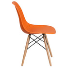 Flash Furniture Plastic Chair with Wood Base, Orange, 2 Pack-Waterfall seat reduces leg strain