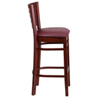 Flash Furniture Darby Series Slat Back Mahogany Wood Restaurant Barstool - Burgundy Vinyl Seat-Slat Back Design