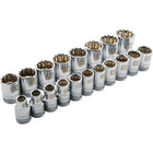 Dynamic Tools 1/2" Drive 19 Piece 12 Point Standard, Metric Socket Set, 10mm - 28mm-Contains: 10, 11, 12, 13, 14, 15, 16, 17, 18, 19, 20, 21, 22, 23, 24, 25, 26, 27, 28mm