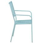 Flash Furniture Sky Blue Indoor-Outdoor Steel Patio Arm Chair with Square Back-Square Back