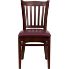 Flash Furniture HERCULES Series Vertical Slat Back Mahogany Wood Restaurant Chair - Burgundy Vinyl Seat-Wood Chair