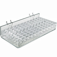 Azar Displays 96-Slot Mascara & Cosmetic Tray For Pegboard, Slatwall/Counter Top, Clear, 2 Pack (225596-2 PACK)-2 hooks attached for easy mounting