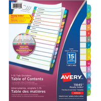 Avery Ready Index 1-15 Tab Dividers & Customizable Table of Contents - 11845-Vibrant colours and arched tabs for a stylish, contemporary look 