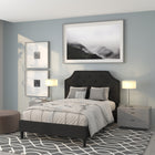 Flash Furniture Brighton Full Size Tufted Upholstered Platform Bed - Black Fabric-Gold Nailhead Trim