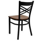 Flash Furniture HERCULES Series Black "X" Back Metal Restaurant Chair - Cherry Wood Seat - 2 Pack-.625" Thick Plywood Seat