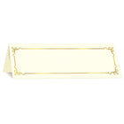 St. James Embassy Tent Cards - 2-3/4 x 8-1/2" - Laser/Inkjet Printable - Ivory - Gold Foil - 50 Pack-Engraved border designs applied with elegant foil appear on both sides of the folded tent cards.