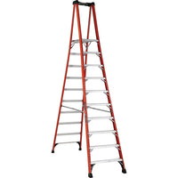 Louisville Ladder 13' Industrial Extra Heavy-Duty Fibreglass Pro Platform Stepladder FXP1800 Series, Stainless Steel (FXP1810HD)-Nominal Height: 13'