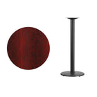 Flash Furniture 30" Round Mahogany Laminate Table Top with 18" Round Bar Height Table Base-Mahogany Laminate Top
