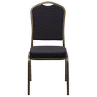 Flash Furniture HERCULES Series Crown Back Stacking Banquet Chairs with Black Patterned Fabric & Gold Vein Frame - 4 Pack-500 lb. Weight Capacity