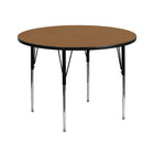 Flash Furniture 42'' Round Activity Table with Thermal Fused Laminate Top and Standard Height Adjustable Legs, Oak-Oak Laminate