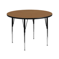 Flash Furniture 42'' Round Activity Table with Thermal Fused Laminate Top and Standard Height Adjustable Legs, Oak-Oak Laminate