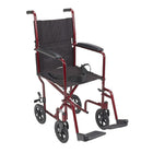 Drive Medical Lightweight Transport Wheelchair, Red, 17" Seat-Red, Aluminum