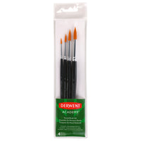 Derwent Academy Round Brush Set - Assorted - 4 Pack-This paint brush set is the perfect choice for aspiring artists and hobbyists