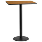 Flash Furniture 24'' x 30'' Rectangular Laminate Table Top, Natural with 18'' Round Bar-Height Table Base (XUNT2430TR18B)-Bar Height Hospitality Table