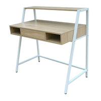Simply Desk With Shelf And Drawer, Oak And White-Modern Scandinavian desk