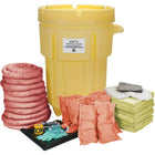 Zenith Safety 95-Gallon Shop Spill Kits, Hazmat, With Mobile Overpack Drum-Contents: 100 Sorbent Pads (15" x 17"), 10 Sorbent Socks (3" x 120"), 8 Sorbent Pillows (8" x 18"), 1 Drain Cover (36 " x 36"), 1 Caution Tape (3" x 500'), 2 Pairs Nitrile Gloves, 2XL (11), 2 Pairs Safety Goggles (One Size), 2 Microporous Coveralls (X-Large), 10 Disposal Bags (26" x 36")