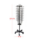 FuTECH Literature Holder Rolling Spinner with 27 Pockets - 57.5"H - Black-Full Height: 57.5"H, 9"W Opening