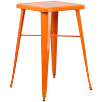 Flash Furniture 24'' Square Metal Indoor/Outdoor Bar-Height Table, Orange (CH31330OR)-Orange/Metal, Rubber