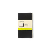 Moleskine Cahier Plain Soft Cover Journal with Pocket - 3.5" x 5.5" - Black - 3 Pack-Black flexible cardboard cover