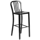 30'' Round Black Metal Indoor-Outdoor Bar Table Set with 2 Vertical Slat Back Barstools [CH-51090BH-2-30VRT-BK-GG]-4