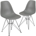 Flash Furniture Elon Series Plastic Chairs with Chrome Base - Moss Grey - 2 Pack-Transparent Crystal Finish
