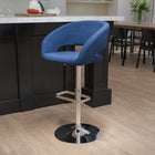 Flash Furniture Contemporary Blue Fabric Adjustable Height Barstool with Chrome Base (CH-122070-BLFAB-GG)-Seat Adjusts from Counter to Bar Height