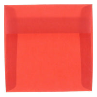 JAM Paper 8.5 x 8.5 Square Envelopes, Red Translucent Vellum, 250 Pack (1592165H)-Primary red translucent envelope