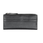Roots Ladies Slim Clutch Wallet with Top Zipper - Black-Black - Leather