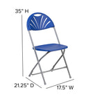 Flash Furniture HERCULES Series Blue Plastic Fan Back Folding Chair-Grey Powder Coated Frame Finish