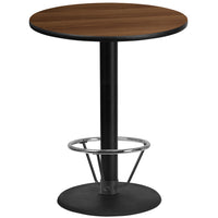 Flash Furniture Laminate 36" Round Base Round Table, Walnut (XURD36WATR24B4F)-Bar height hospitality table