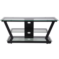 Flash Furniture Harbor Hills Glass TV Stand with Black Metal Frame (NAN-JH-1760-GG)-Contemporary Style