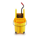 Rubbermaid Wavebrake 26/35 Quart Bucket and Downpress Wringer Combo - Yellow-80% LESS SPLASHING - Molded-in WaveBrake baffles disrupt wave formation