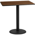 Flash Furniture 30'' x 48'' Rectangular Laminate Table Top, Walnut with 24'' Round Bar-Height Table Base (XUWA3048TR24B)-Bar Height Hospitality Table