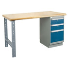 Kleton Workbench, Laminated Top, 1 Pedestal and 2 Drawers, 36"W x 60"L x 34"H-34" overall height