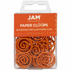 JAM Paper Colored Circular Paper Clips - Orange - 2 Packs of 50-Color: Orange