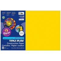 Pacon Tru-Ray Construction Paper  - 12" x 18" - Yellow - 250 Sheets (PAC103036)-Heavy 76 lb. 100% vat-dyed sulphite with longer, stronger fibers.