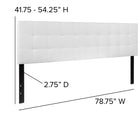 Flash Furniture Bedford Tufted Upholstered King Size Headboard - White Fabric-Headboard Size: 78.75''W x 2.75''D x 22''H