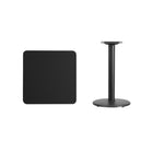 Flash Furniture 24'' Square Laminate Table Top, Black with 18'' Round Table-Height Base (XUBK2424TR18)-Black Laminate Top