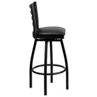 Flash Furniture HERCULES Series Black Ladder Back Swivel Metal Barstool - Black-Ladder Back Design