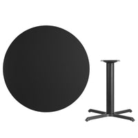 Flash Furniture 42'' Round Laminate Table Top, Black with 33'' x 33'' Table-Height Base (XURD42BKT3333)-Hospitality Table