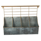 Truu Design Farmhouse Modern Collection, 4-Pocket Storage with Rack, 22 x 5.5 inches, Industrial Silver-Material: durable galvanized metal, rust-resistant