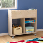 Flash Furniture Bright Beginnings Commercial Double Sided Space Saving Wooden Mobile Storage Cart with Clear Back - Natural-Natural Finish Engineered Birch Plywood