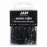 JAM Paper Colored Standard 1" Paper Clips - Black - 3 Packs of 100-Color: Black