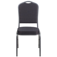 Flash Furniture HERCULES Series Crown Back Stacking Banquet Chair in Black Patterned Fabric - Silver Vein Frame-Multipurpose Banquet Chair